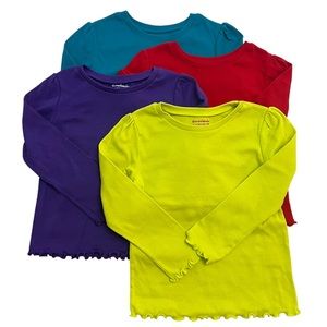 Bundle of 4 long sleeve lettuce edge t shirts little girls size 24M Garanimals